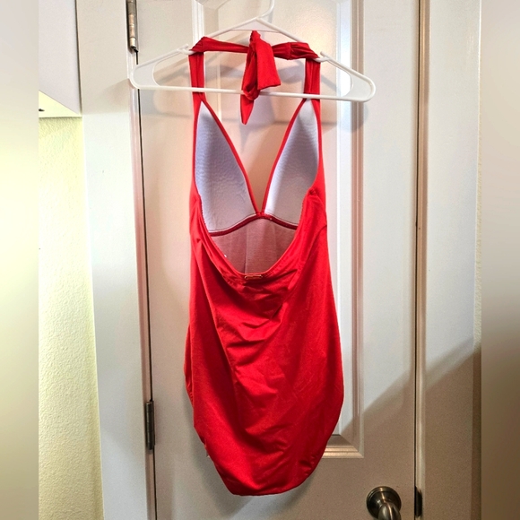 Ralph Lauren Women's Swimsuit, size 10, Red Halter Tummy Control One Piece - Picture 3 of 5